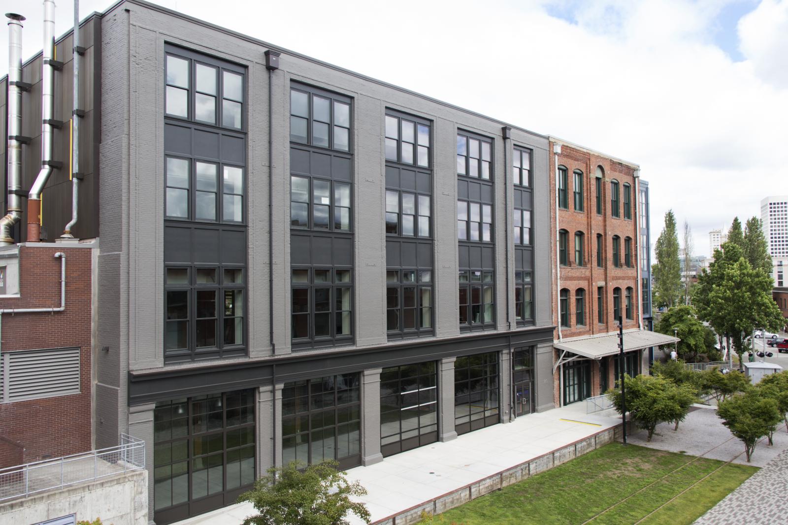 The newly-renovated entrance to Tacoma Paper and Stationary where it meets the Prairie Line Trail