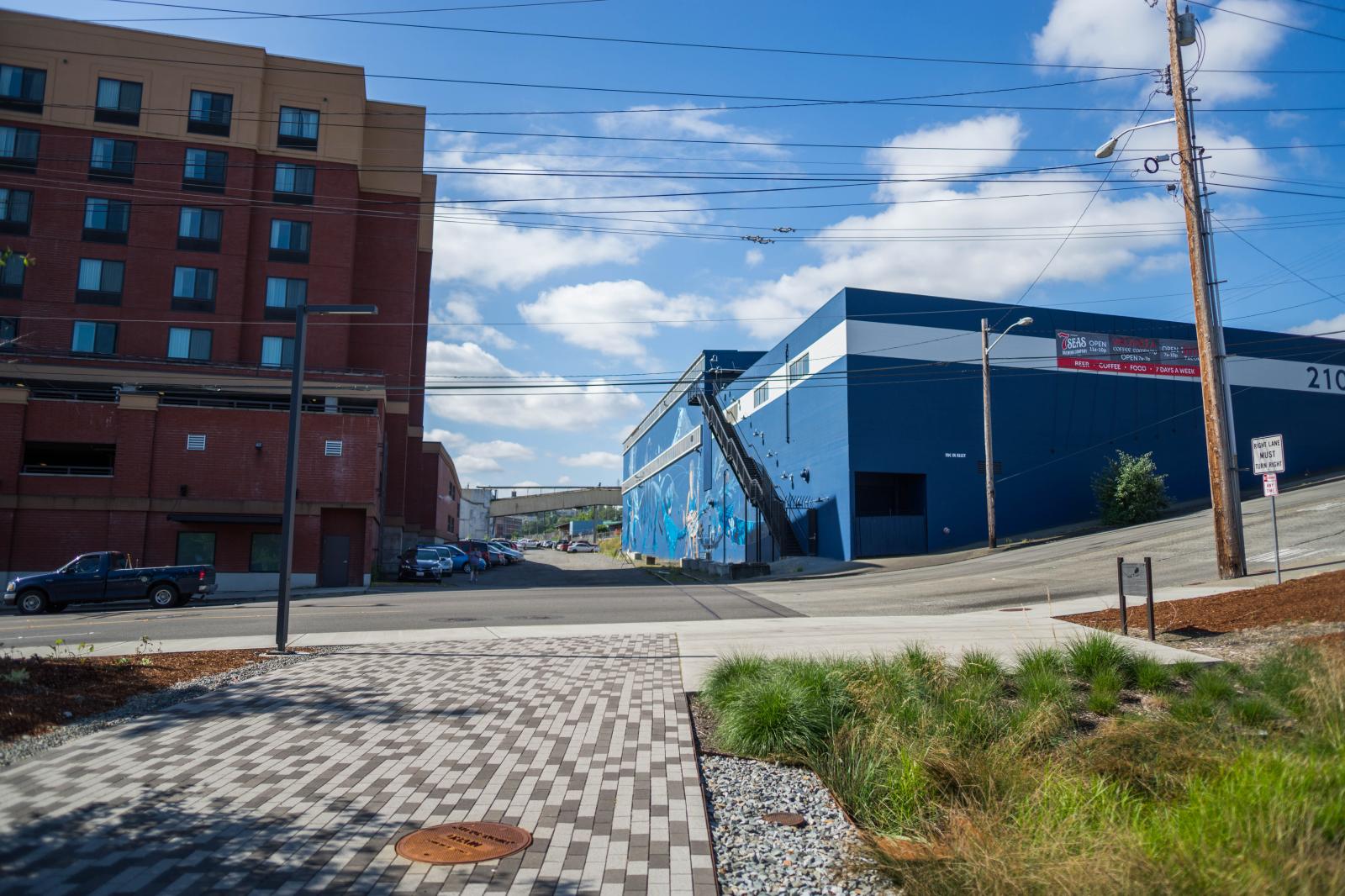 View of the Heidelberg Building from the Prairie Line, today the 7 Seas Brewery